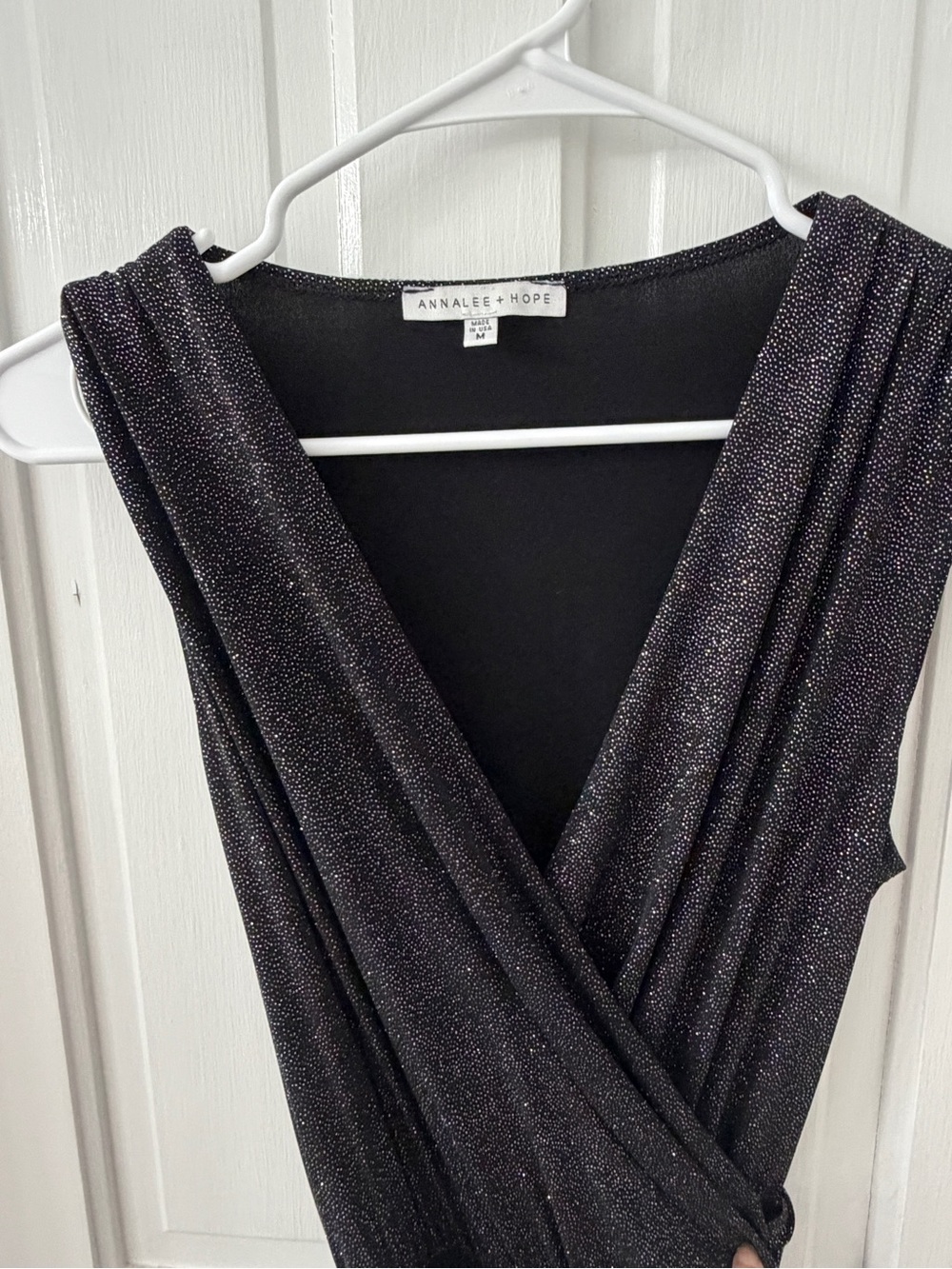 Annalee + Hope Black Sparkle Wrap Jumpsuit